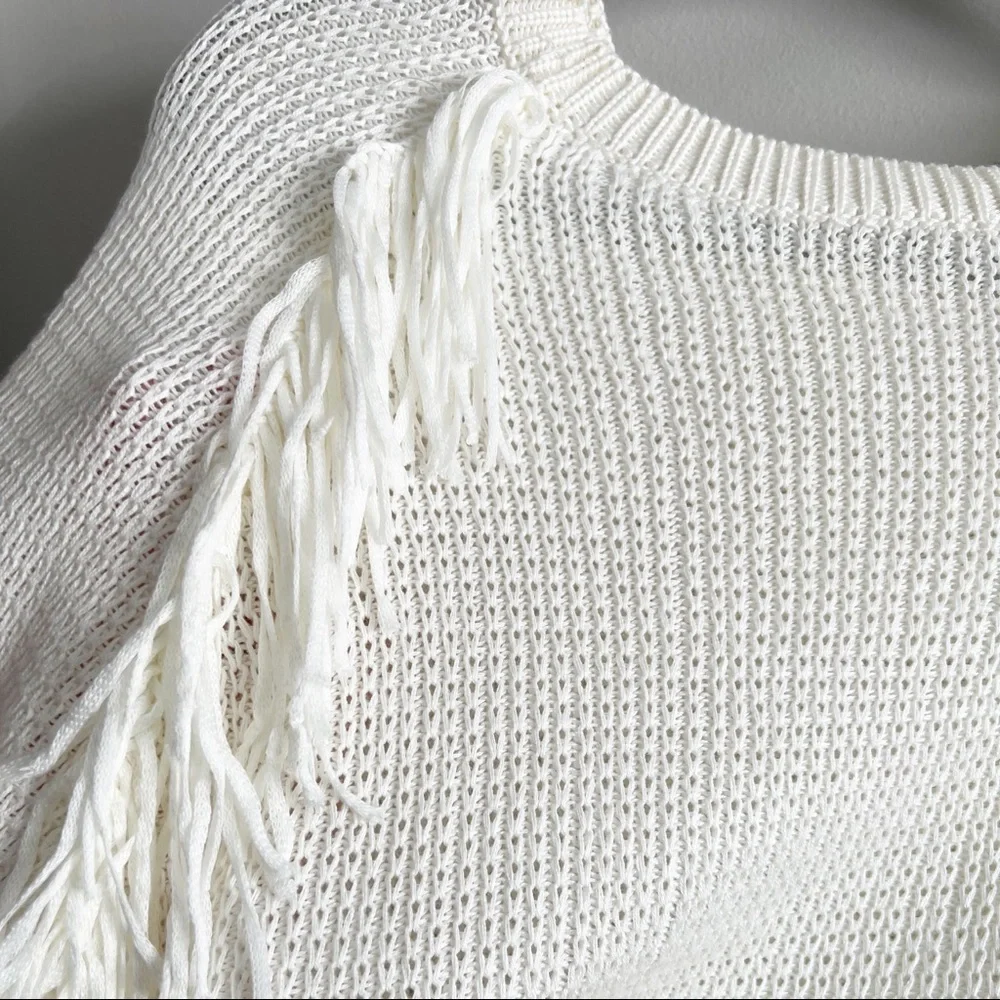 New Medium Cream Fringe Sweater - Picture 2 of 4